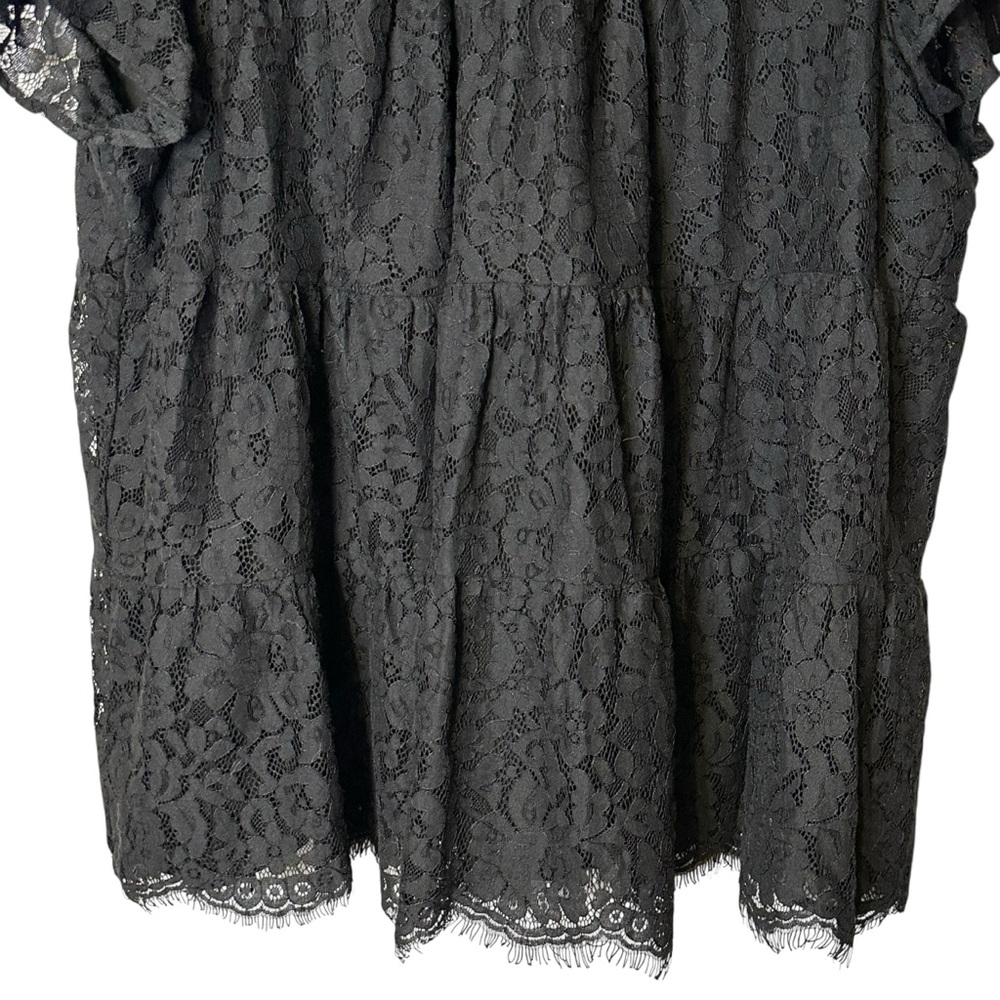 Torrid Black Lace Babydoll Blouse Flutter Sleeve Romantic Goth Boho 1X 18645702 - Picture 4 of 14